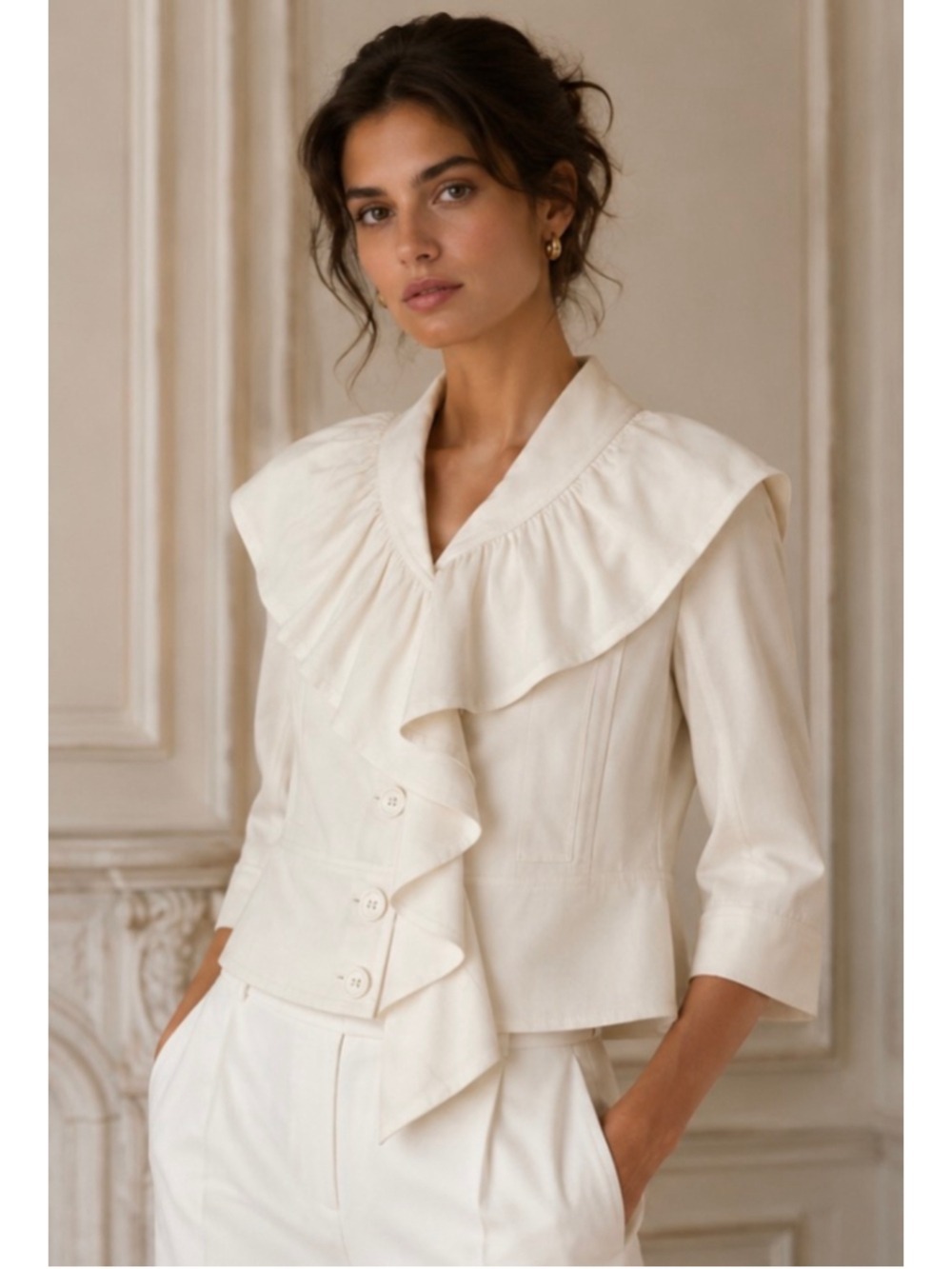 Viktor & Rolf Ruffled Blazer Jacket,Ivory , Size S FairyCore